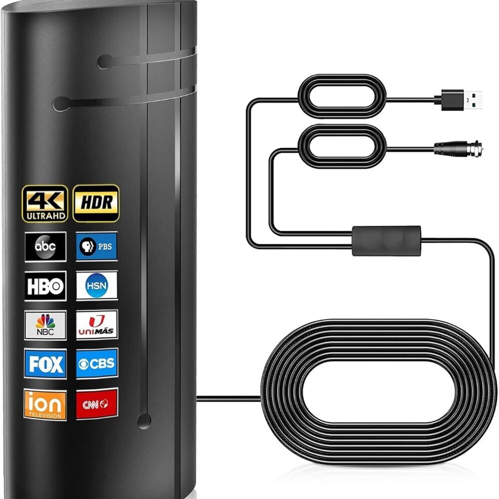 2025 Upgraded TV Antenna Indoor Outdoor, 2200+ Miles Range Amplified Digital TV